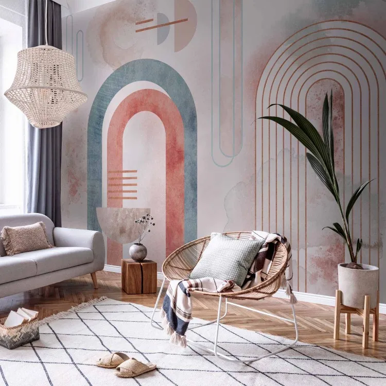 Abstrakce - geometrické pozadí v odstínech modrého a červeného