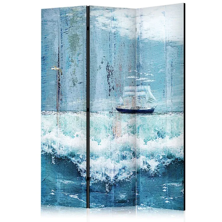 Landscape - A Sailing Ship Floating on Foamy Ocean Waves [Room Dividers]